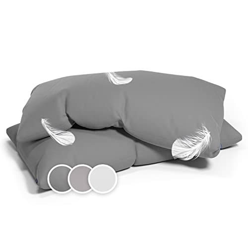 SLEEPWISE 2er Set Premium Kissenbezug 40 x 80 cm, ÖKO-TEX Kopfkissenbezug mit verdecktem Reißverschluss, Pflegeleicht, Atmungsaktiv, Superweicher Kopfkissenbezug 40x80, Hellgrau von sleepwise