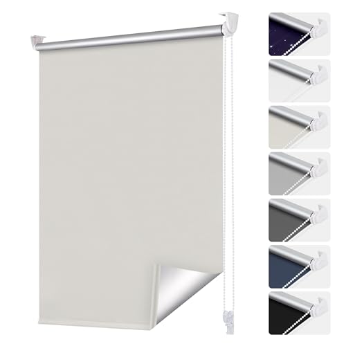 smartdemo Verdunklungsrollo ohne Bohren & mit Bohren, Klemmrollo Fensterrollo Creme 50x210cm (BxH), Thermorollo Sichtschutz und Sonnenchutz, Klemmrollo rollos für Fenster & Tür von smartdemo