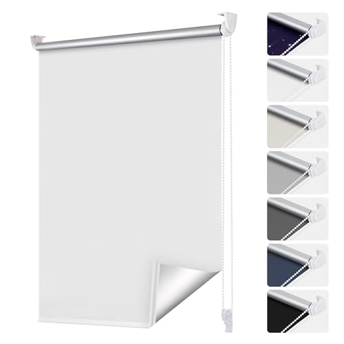 smartdemo Verdunklungsrollo ohne Bohren & mit Bohren, Klemmrollo Fensterrollo Weiß 45x140cm (BxH), Thermorollo Sichtschutz und Sonnenchutz, Klemmrollo rollos für Fenster & Tür von smartdemo