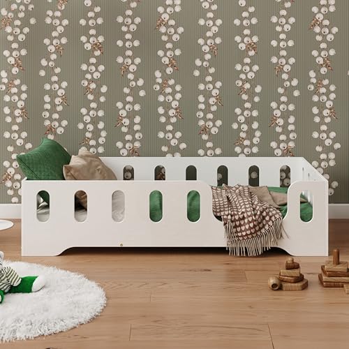 smartwood TILA 2P Kinderbett 90x180 mit Lattenrost und Rausfallschutz - Holz Kinderbett für Jungen & Mädchen, vielseitiges Montessori Bett mit Rausfallschutz und Lattenrost 180x90 cm - Weiß von smartwood