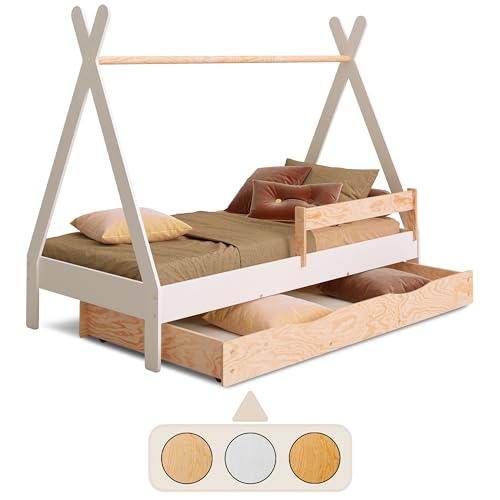 smartwood Tipi D Kinderbett 90x190 mit Lattenrost und Rausfallschutz - Montessori Hausbett mit Schublade für Jungen und Mädchen - Holzbett mit Rausfallschutz und Lattenrost - 190x90 - Weiß smartwood Tipi D Kinderbett 90x190 mit Lattenrost und Rausfallschutz - Montessori Hausbett mit Schublade für Jungen und Mädchen - Holzbett mit Rausfallschutz und Lattenrost - 190x90 - Weiß von smartwood