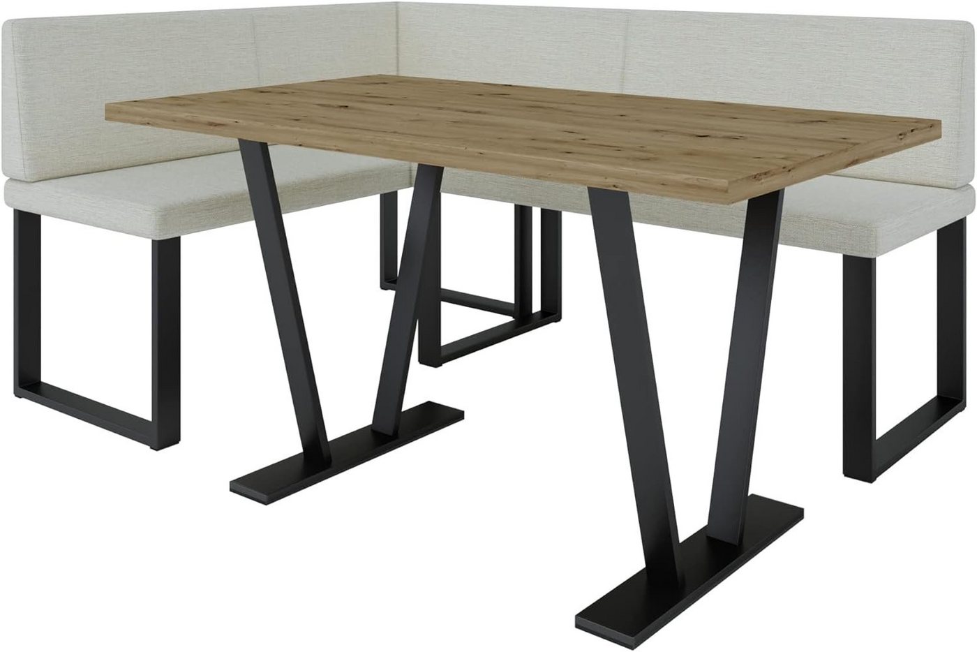 AN-MOEBEL4U Eckbankgruppe Alina Metall mit Tisch, Moderne Sitzecke perfekt für Ihr Esszimmer, Küche (128x168/142x196) von AN-MOEBEL4U