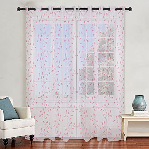 softan Voile Vorhänge Lichtdurchlässig mit Ösen Transparent Gardinen für Fenster Wohnzimmer Schlafzimmer, 2er-Set, je 245x140cm (Rosa) von softan