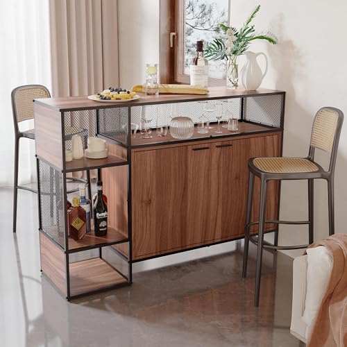 soges Aufbewahrungsmöbel Sideboard Küchenbuffet Küchenschrank Bartisch Esstisch Stehtisch im industriellen Stil Stehtisch im Retro-Stil mit Aufbewahrungsregal und Schrank von soges