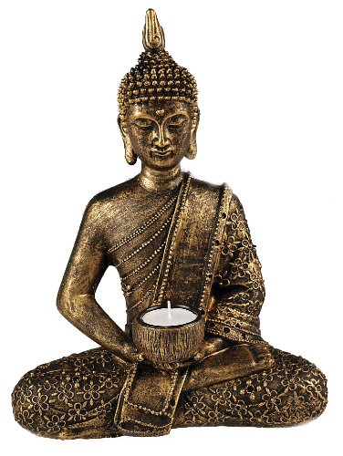 Großes Thai Buddha Teelicht Ornament, goldfarben / bronzefarben von something different