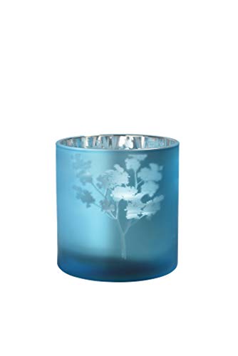 sompex Awhia Windlicht Vase Blüten, Farbe:Silber-blau, Größe:15 x 15 cm (M) von sompex