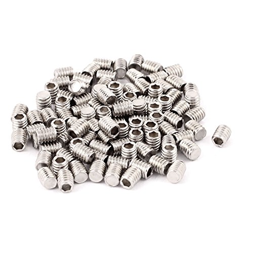 sourcing map 100 Stück M4x5mm Metrisch Edelstahl Innensechskant Set Flachspitz Madenschrauben Silber Ton für Handtuchhalter Türgriff von uxcell