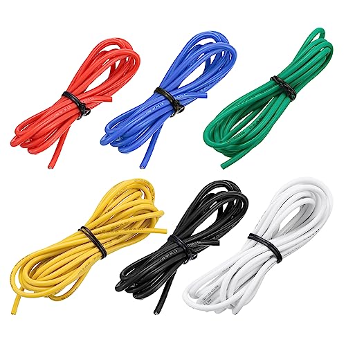 sourcing map 14 Gauge Silikon Draht 14AWG Elektrisch Draht Verseilter Draht Flexibel Verzinkt Kupfer Draht Hochtemperatur Anschluss Draht 6 Farbe 3.0m/10ft für Auto Modell Elektrogeräte 6Stk von sourcing map