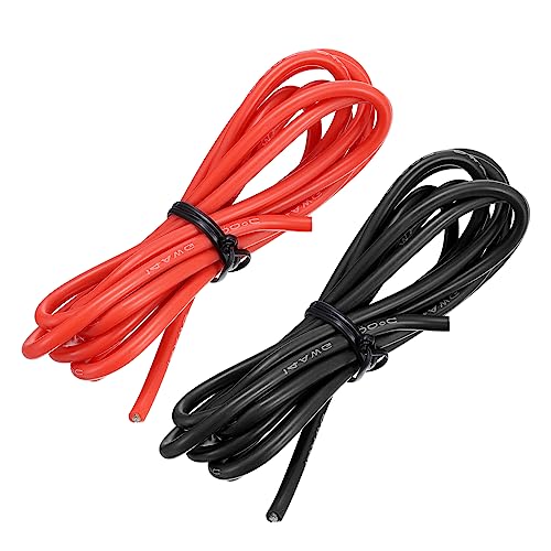 sourcing map 14 Gauge Silikon Draht 14AWG Elektrisch Draht Verseilter Draht Flexibel Verzinkt Kupfer Draht Hochtemperatur Anschluss Draht Schwarz und Rot 1.5m/4.92ft 2Stk von sourcing map