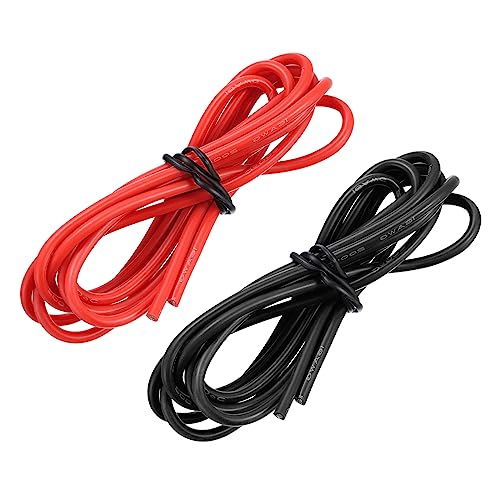 sourcing map 16 Gauge Silikon Draht 16AWG Elektrisch Draht Verseilter Draht Flexibel Verzinkt Kupfer Draht Hochtemperatur Anschluss Draht Schwarz und Rot 1.5m/4.92ft 2Stk von sourcing map