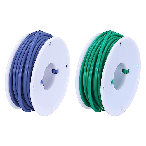 sourcing map 18 Gauge Silikon Draht 18AWG Elektrisch Draht Verseilter Draht Flexibel Verzinkt Kupfer Draht Hochtemperatur Anschluss Draht Spule Blau und Grün 7.5m/24.6ft 2Stk von sourcing map