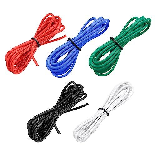 sourcing map 20 Gauge Silikon Draht 20AWG Elektrisch Draht Verseilter Draht Flexibel Verzinkt Kupfer Draht Hochtemperatur Anschluss Draht 5 Farbe 1.5m/4.92ft für Auto Modell Elektrogeräte 5Stk von sourcing map