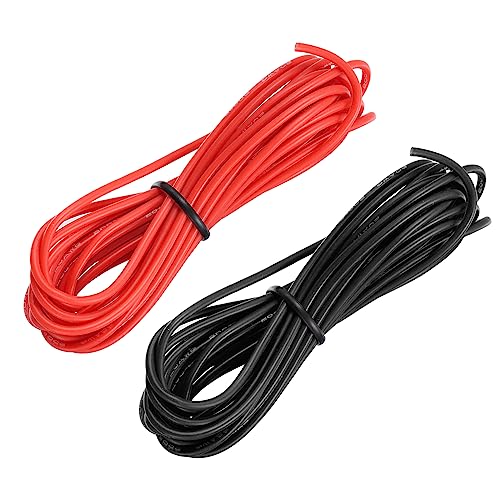 sourcing map 20 Gauge Silikon Draht 20AWG Elektrisch Draht Verseilter Draht Flexibel Verzinkt Kupfer Draht Hochtemperatur Anschluss Draht Schwarz und Rot 3.0m/10ft 2Stk von sourcing map