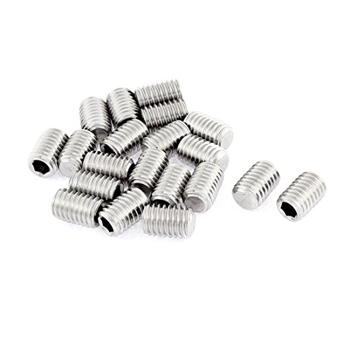 sourcing map 20 Stück M8x12mm Metrisch 304 Edelstahl Innensechskant Set Flachspitz Madenschrauben Silber Ton für Handtuchhalter Türgriff von uxcell