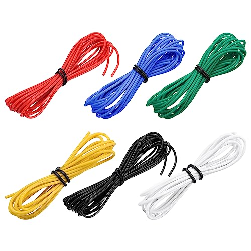 sourcing map 22 Gauge Silikon Draht 22AWG Elektrisch Draht Verseilter Draht Flexibel Verzinkt Kupfer Draht Hochtemperatur Anschluss Draht 6 Farbe 1.5m/4.92ft für Auto Modell Elektrogeräte 6Stk von sourcing map