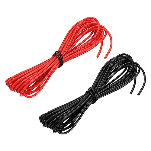 sourcing map 22 Gauge Silikon Draht 22AWG Elektrisch Draht Verseilter Draht Flexibel Verzinkt Kupfer Draht Hochtemperatur Anschluss Draht Schwarz und Rot 3.0m/10ft 2Stk von sourcing map