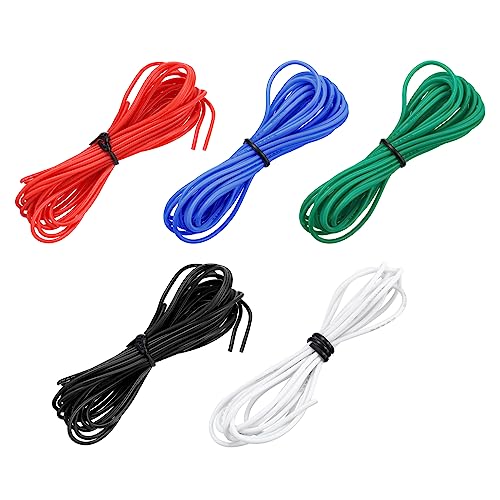 sourcing map 24 Gauge Silikon Draht 24AWG Elektrisch Draht Verseilter Draht Flexibel Verzinkt Kupfer Draht Hochtemperatur Anschluss Draht 5 Farbe 1.5m/4.92ft für Auto Modell Elektrogeräte 5Stk von sourcing map