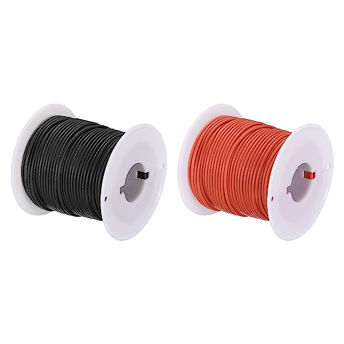 sourcing map 24 Gauge Silikon Draht 24AWG Elektrisch Draht Verseilter Draht Flexibel Verzinkt Kupfer Draht Hochtemperatur Anschluss Draht Spule Schwarz und Rot 30m/98.4ft 2Stk von sourcing map