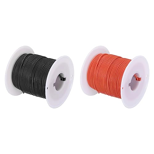 sourcing map 26 Gauge Silikon Draht 26AWG Elektrisch Draht Verseilter Draht Flexibel Verzinkt Kupfer Draht Hochtemperatur Anschluss Draht Spule Schwarz und Rot 30m/98.4ft 2Stk von sourcing map