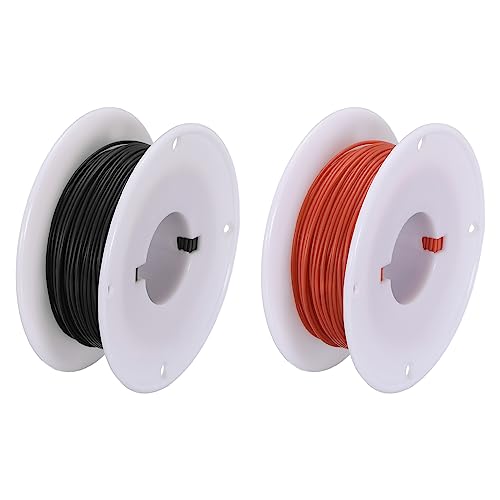 sourcing map 30 Gauge Silikon Draht 30AWG Elektrisch Draht Verseilter Draht Flexibel Verzinkt Kupfer Draht Hochtemperatur Anschluss Draht Spule Schwarz und Rot 30m/98.4ft 2Stk von sourcing map