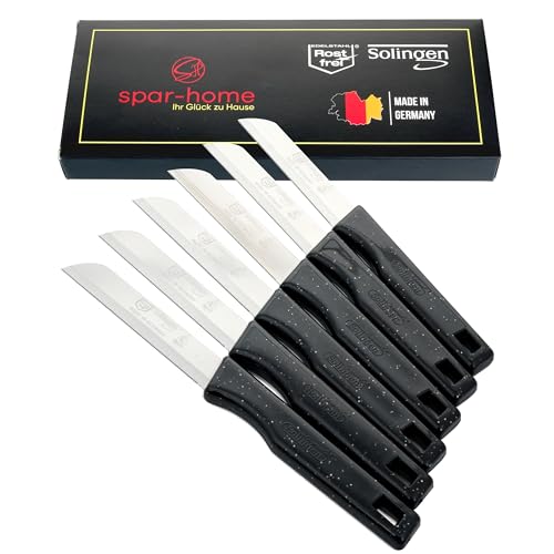 spar-home® Solingen Messer 12er Set – Scharf Gemüsemesser Rostfrei Küchenmesser Obstmesser Schälmesser Schneidemesser Allzweckmesser (Schwarz-12er) von spar-home