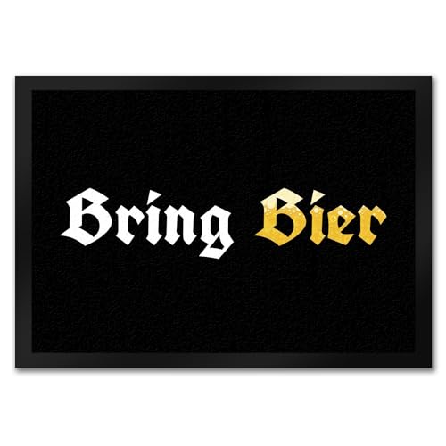 Fussmatte Bring Bier mit lustigem Spruch schwarz rutschfeste Türmatte witzig Schuhabstreifer die perfekte Geschenkidee Spruch-Geschenke Biertrinker Party-Keller von speecheese