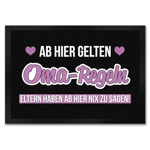 Oma-Regeln Fußmatte in 35x50 cm mit Spruch Eltern haben ab Hier nix zu Sagen EIN Cooler Türvorleger für die Eingangstür Geburtstag Regeln Fußabtreter Oma Türmatte Enkel Sprüche von speecheese