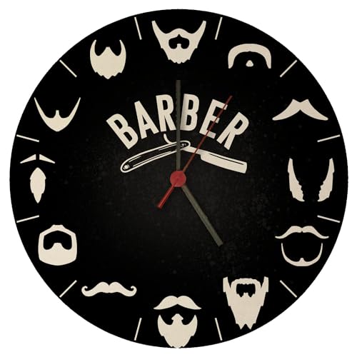 speecheese Barber Wanduhr mit unterschiedlichen Barttypen Witzige Uhr für Männer mit Bart oder als stilvolle Deko in deinem eigenen Barbershop von speecheese