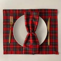 Royal Stewart Weihnachten Servietten Und Tischsets, Red Tartan Set Von 8, Brodie Cabin Karierte Rote Serviette, Serviette von starlihome