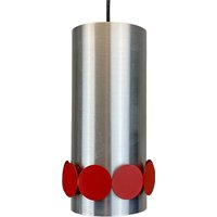 Seltene Mid Century Doria Hängelampe, Aluminium & Rote Scheiben von stoelenmeisje