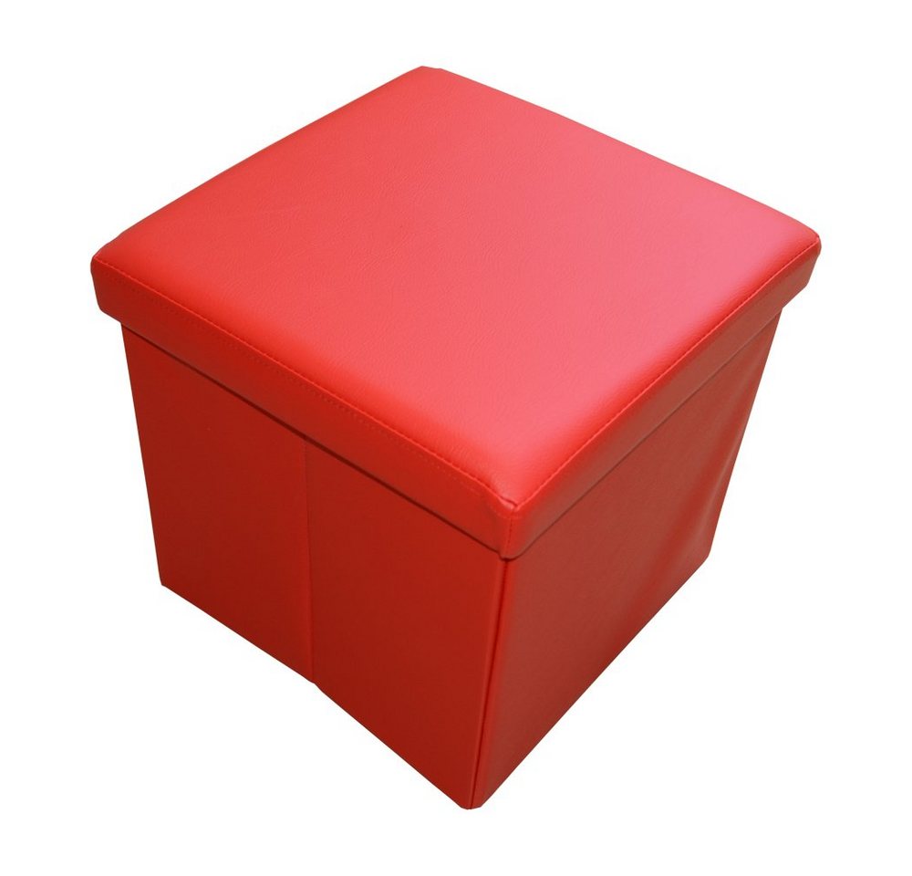 style home Sitzhocker faltbare Sitzbank mit Stauraum (Aufbewahrungsbox mit Deckel, gepolstert Sitzwürfel Fußhocker, Sitztruhe aus Kunstleder), für Wohnzimmer Schlafzimmer, 38 * 38 * 38 cm Red von style home