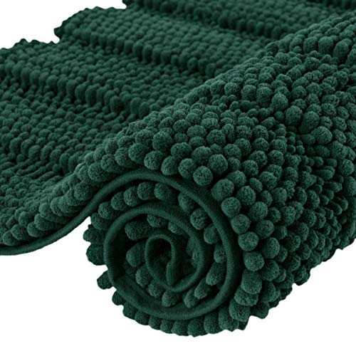 subrtex Badteppich aus Plüsch, gestreift, Chenille, weich, für Badezimmer, maschinenwaschbar (40 x 60 cm, Grüner Tee) von subrtex