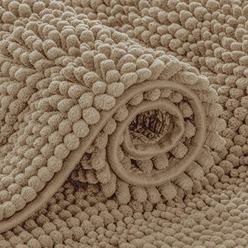 subrtex Badezimmerteppich, Chenille-Badteppich, gestreift, Plüsch-Badematte, weiche Teppiche für Badezimmer, wasserabsorbierend, schnell trocknend, maschinenwaschbar (Sandfarben, 50,8 x 81,3 cm) von subrtex