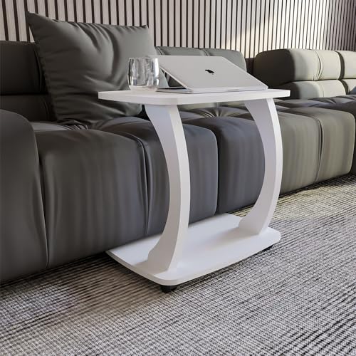 sugodesign Beistelltisch Couch, mit Rollen, Kleiner Wohnzimmertisch, Sofatisch in stylischem Weiß, Kleiner Couchtisch fürs Wohnzimmer, ideale Ablagefläche für Laptops, Tassen, Arasta sugodesign Beistelltisch Couch, mit Rollen, Kleiner Wohnzimmertisch, Sofatisch in stylischem Weiß, Kleiner Couchtisch fürs Wohnzimmer, ideale Ablagefläche für Laptops, Tassen, Arasta von sugodesign