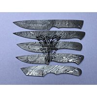 Lot Von 5 Damast-stahl Rohblattmesser Für Messer-Herstellungsbedarf | Bb-407 von suresharpbladesshop