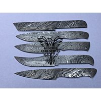 Lot Von 5 Damast-stahl Rohblattmesser Für Messer-Herstellungsbedarf | Bb-408 von suresharpbladesshop