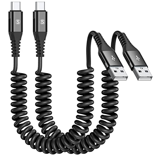 USB C Kabel 3.0A Schnellladung [2Stück 2m] Ladekabel i Phone 15 Pro Max Plus Type C Kabel Spiralkabel PVC für Samsung Galaxy S24 S23 S22 S21 S20 Plus,Note10/9/8,M31 M30s M20,A20e A71 A52 A51 A50,Mi9/8 von sweguard