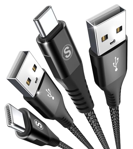 sweguard USB C Kabel 3.1A [1Stück 2m+3m] Schnellladung,Ladekabel USB C Nylon Type C Kabel für Samsung Galaxy S24 S23 S22 S21 S20 Plus/Ultra/FE,iPhone15 Pron Max,Note20,A72 A71 A52 A51 A50,M31 M30s M20 von sweguard