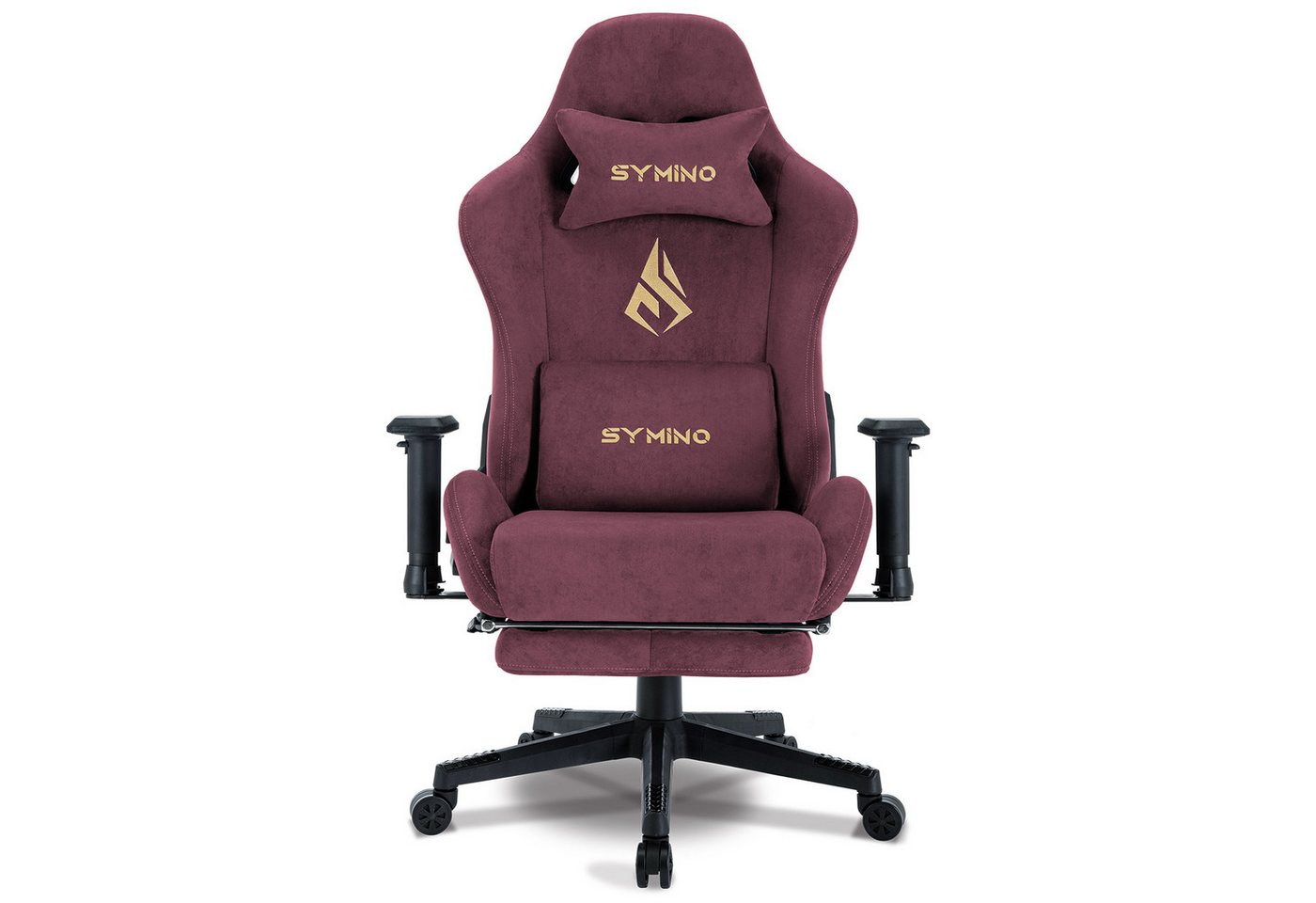 symino Gaming-Stuhl Premium Alcantara Stoff, ergonomischer, verstellbarer Drehstuhl mit Fußstütze, MP Pro, Rot von symino