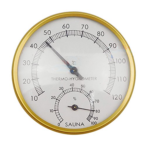 Thermometer und Hygrometer für die Sauna, 10,2 cm, Gehäuse aus goldfarbenem Metall von szdealhola