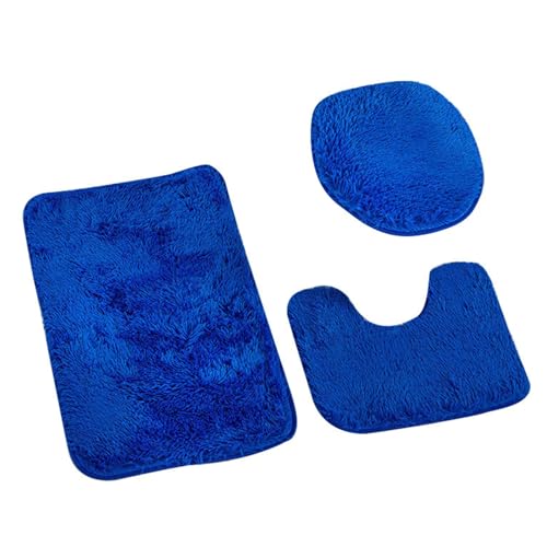 szutfidy Badezimmerzubehör, ultraweiches, saugfähiges 3-teiliges Badezimmerteppich-Badematten-Set, rutschfestes, schnell trocknendes Duschmatten-Set aus Plüsch Blau von szutfidy