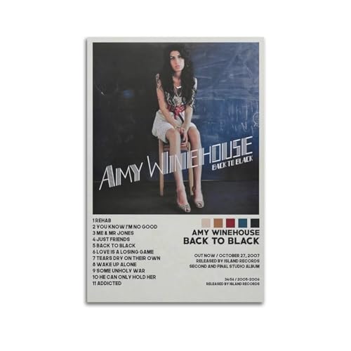 Szzmyo Amy Winehouse Poster, Motiv: Zurück zu Schwarz, Albumposter, dekoratives Gemälde, moderne ästhetische Leinwandposter, Schlafzimmer, Kunst, Wohnzimmer, Dekoration, Poster, 30 x 45 cm, von szzmyo