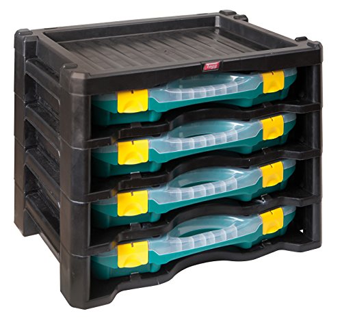 TAYG Multibox N° 2 (inkl. 4 Kleinteileboxen N° 23, Aufbewahrungssystem für Kleinteile, Box stapelbar, für Werkzeug, Maße 447x314x360 mm) 484961 von Tayg
