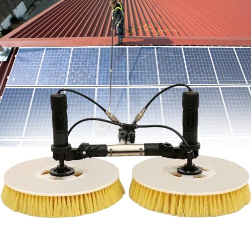 tbanvoo Solarpanel-Reinigungswerkzeug, Doppelkopf-Automatik-Solarpanel-ReinigungsbüRste Und Stangen-Set, Spezielle DachwasserbüRste FüR Fensterreiniger,3.5M von tbanvoo