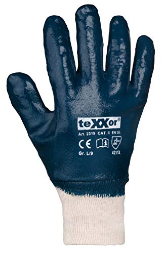 (12 Paar) teXXor Handschuhe Nitril-Handschuhe Strickbund 12 x beige/blau 11 von texxor