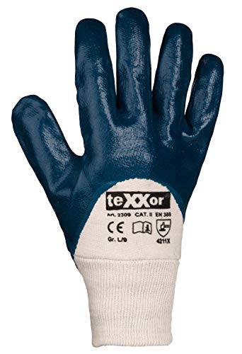 (144 Paar) teXXor Handschuhe Nitril-Handschuhe Strickbund 144 x beige/blau 10 von texxor