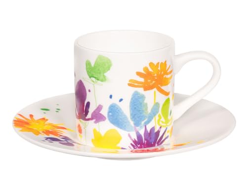 tea4chill Könitz Espresso Tasse Victoria Lowe - Full Bloom. Kaffeetasse 65ml aus Fine Bone China Porzellan. Espressotasse modern, bunt von tea4chill