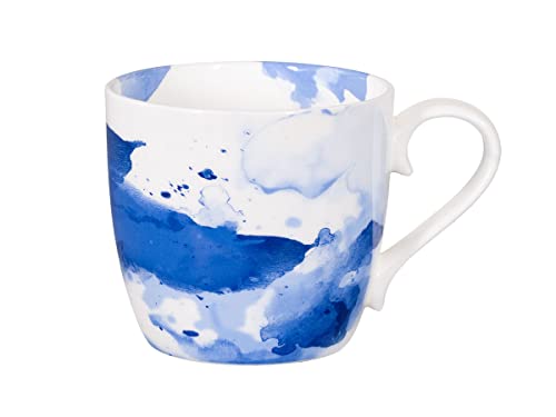 tea4chill Könitz Kaffeetasse Blue Wave. Teetasse 425ml, Fine Bone China Porzellan. Design modern, bunt von tea4chill