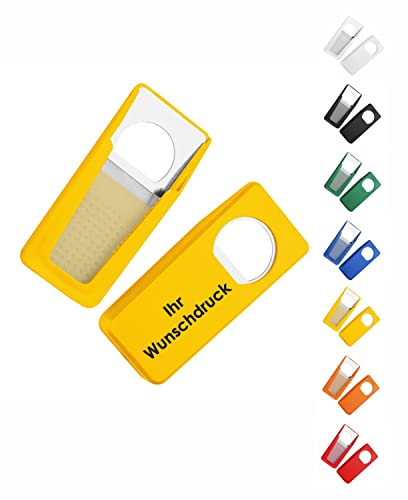 #teamludorf Flaschenöffner mit Verschluss - Personalisierte Flaschenöffner - 7 Farben - mit Bildern und Schrift bedruckbar (gelb, 25) von #teamludorf
