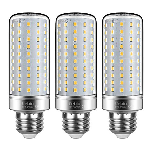 tebio LED Silber Mais Glühbirnen E27 25W 200W Entspricht Glühbirnen Nicht dimmbar 3000K Warmweiß 2500LM Mittel Edison-Schraube Kerze Leuchtmittel, 3er-Pack von tebio